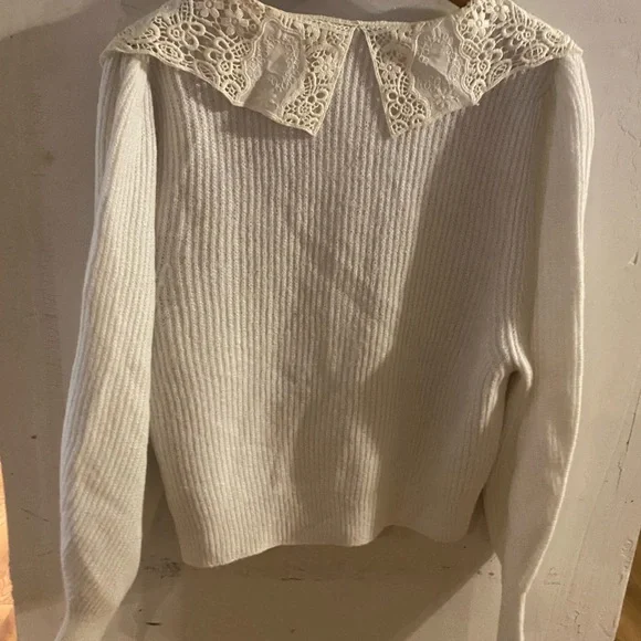 Topshop Cream Lace Collar Cardigan - Picture 5 of 5